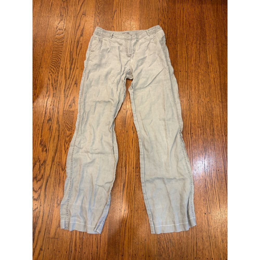 J.Jill Gray 100% Linen Straight Leg Pants 4 Tall Coastal Minimalist Trousers